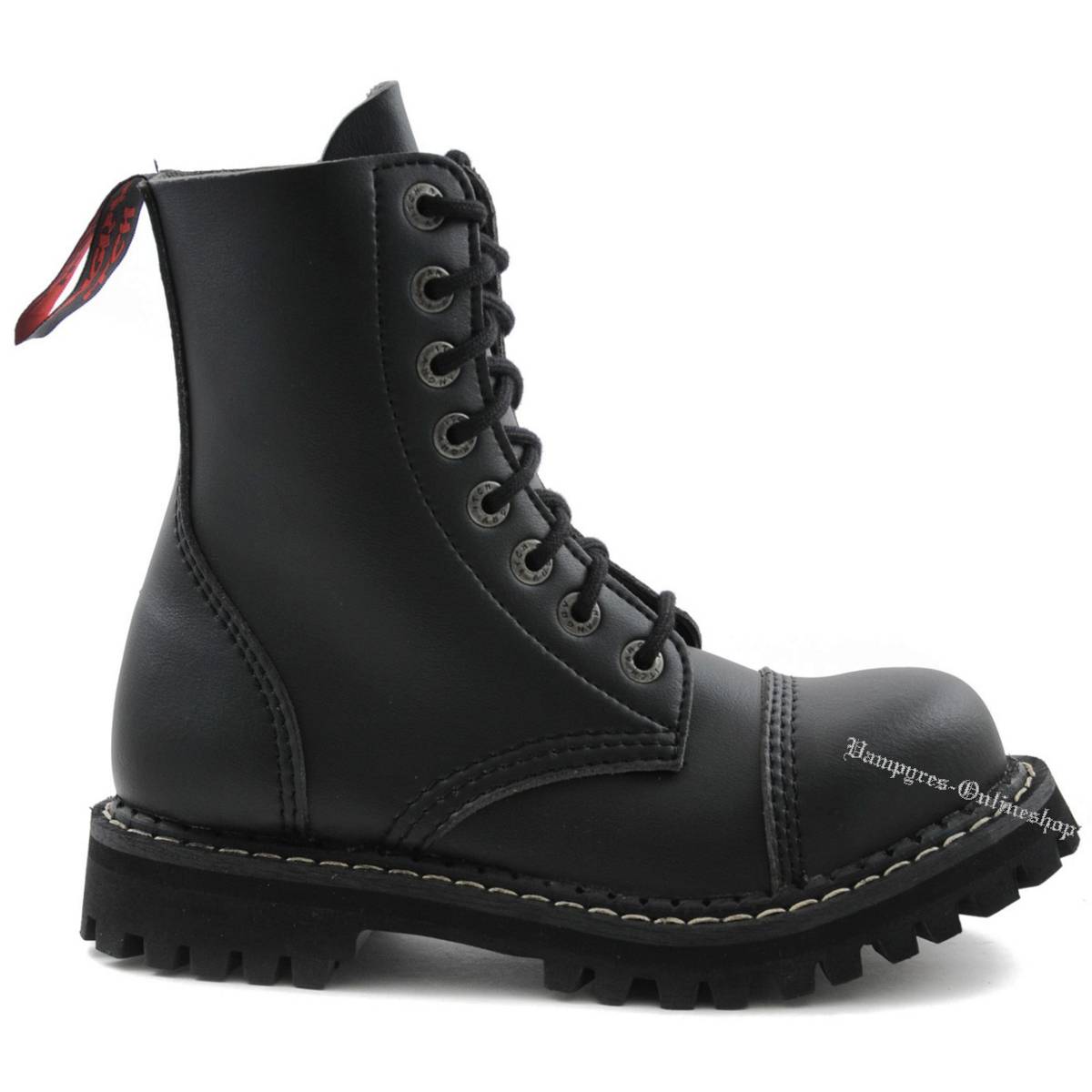 Boots & Braces Stiefel 10-Loch Vegetarian Schwarz Vegane Rangers Stahlkappen 