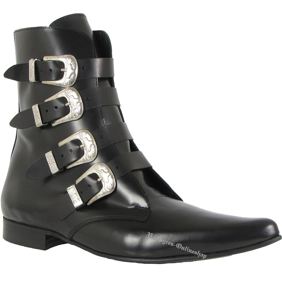 Boots and Braces Winkelpiker Classic Schwarz Leder Schuhe Pikes Halbschuhe Neu 