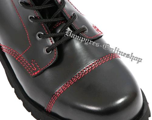 Boots & Braces 14-Loch Rote Naht Stiefel Schwarz Leder Rangers And Stahlkappe 