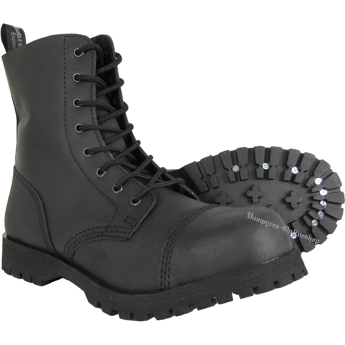 Boots & Braces easy 10 Loch monochrom Black on Black Stiefel Rangers Schwarz 